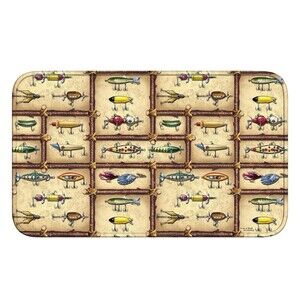 Rivers Edge Products Antique Lure Memory Foam Bath Mat Bathroom Fishing Decor